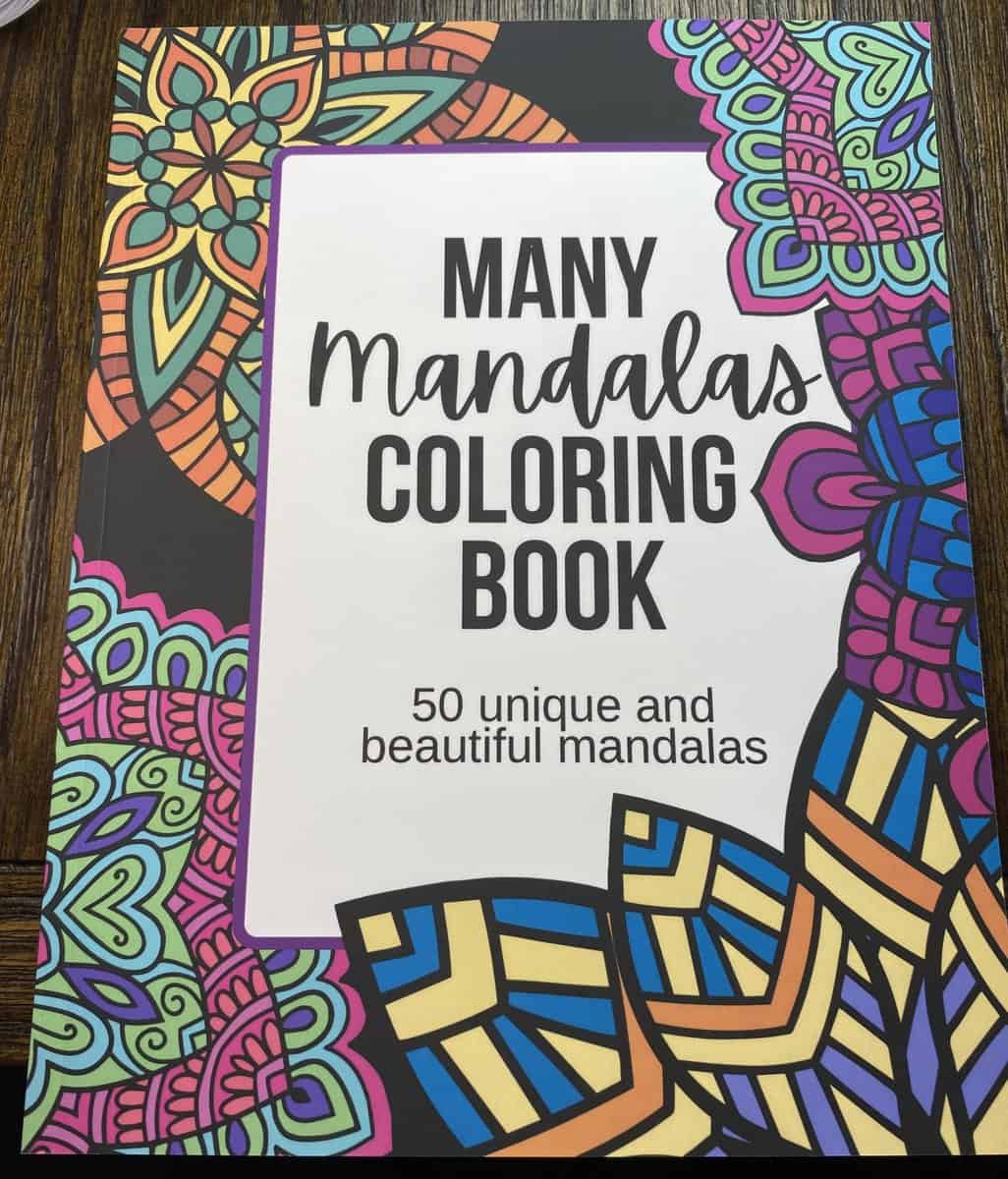 Picture of cover of many mandalas coloring book